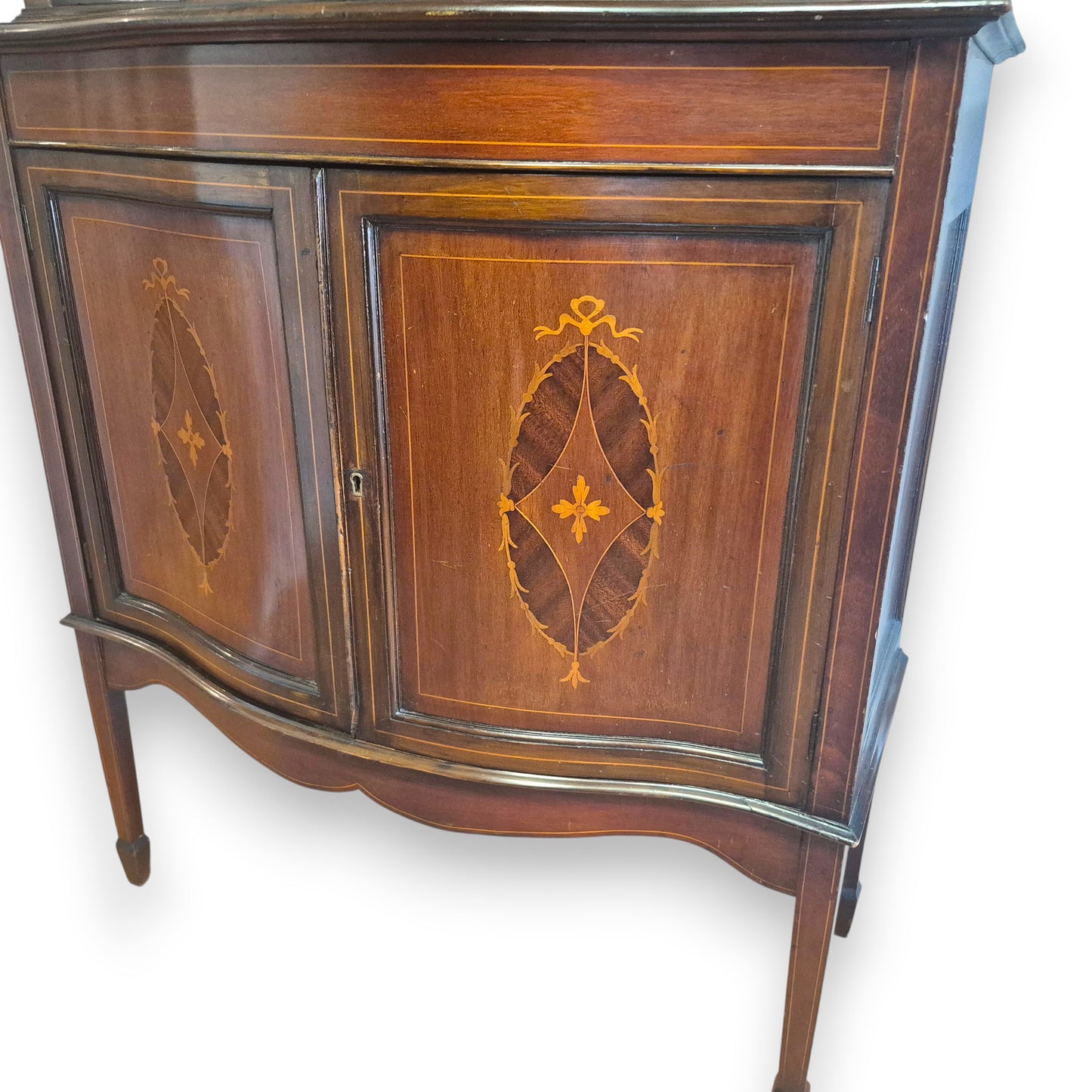Edwardian Inlaid Mahogany Display Cabinet with Glazed Doors c.1900