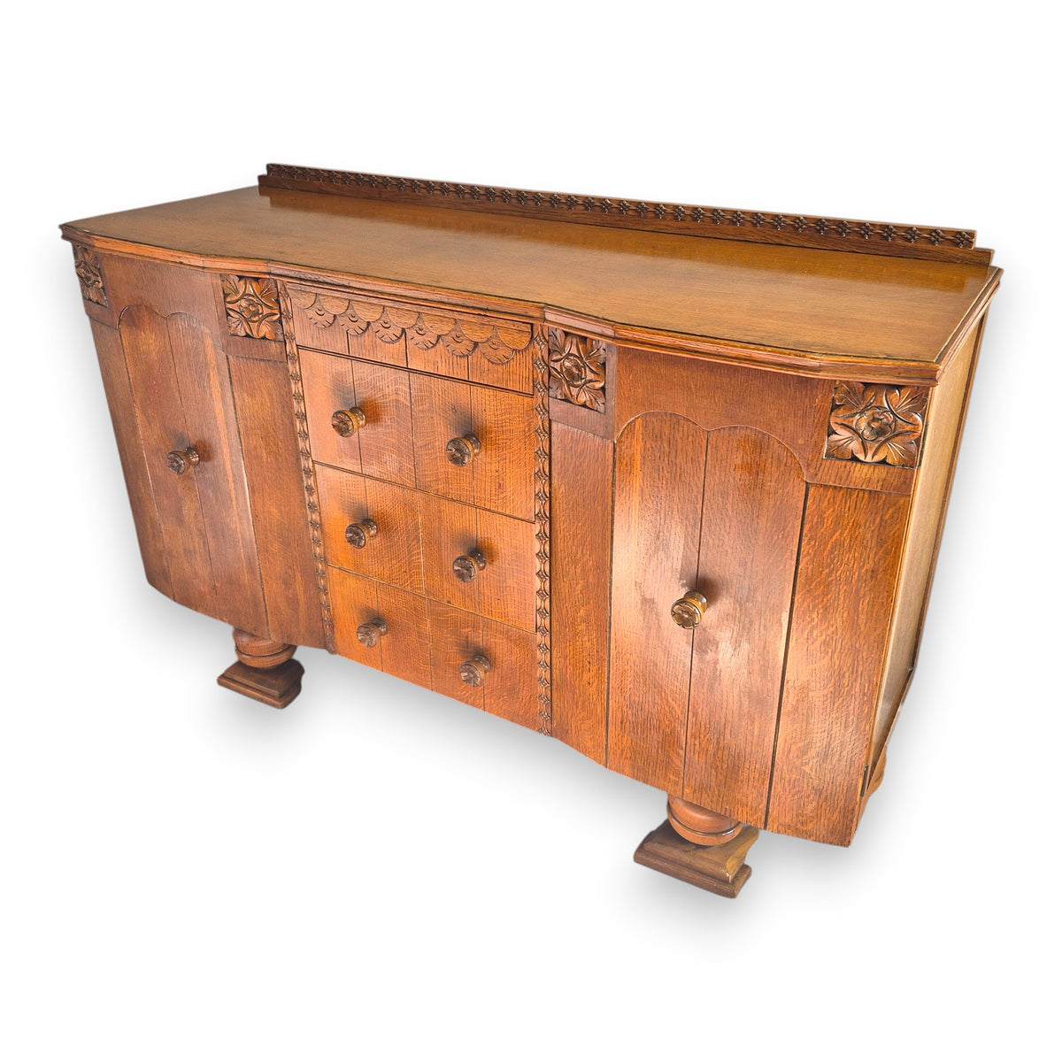 Art Deco Tiger Oak Sideboard by Charles Burt Ltd London c.1930