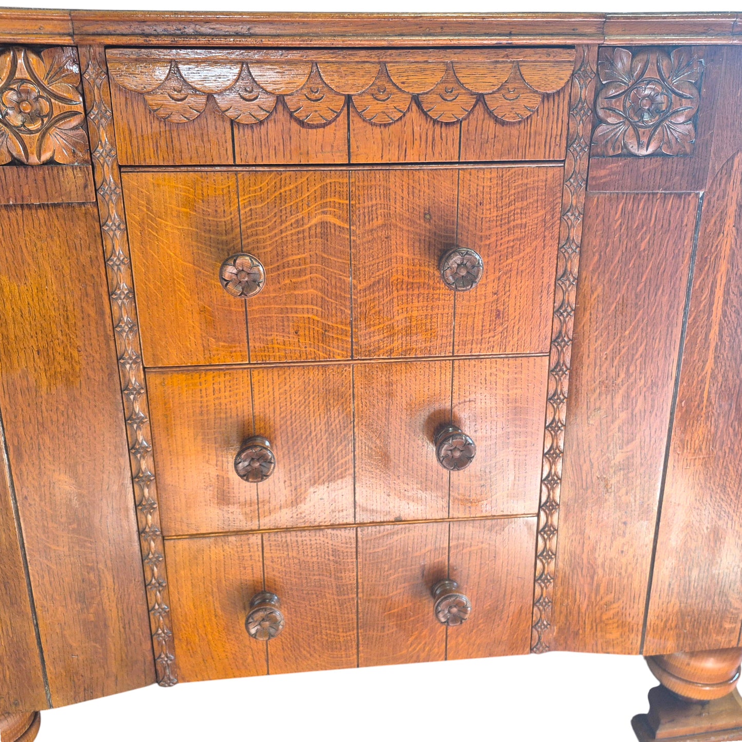 Art Deco Tiger Oak Sideboard by Charles Burt Ltd London c.1930