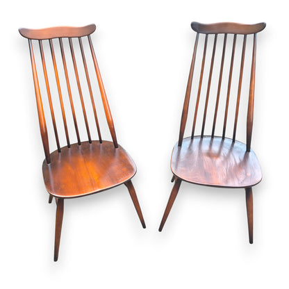 Pair of Vintage Ercol Goldsmith Windsor Dining Chairs Model 369