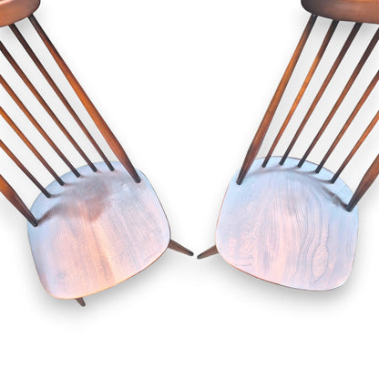 Pair of Vintage Ercol Goldsmith Windsor Dining Chairs Model 369