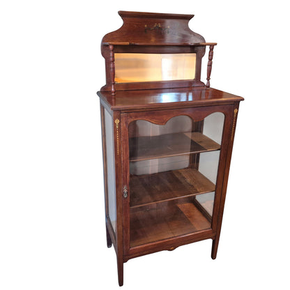 Antique Edwardian Mahogany Display Cabinet with Mirror c.1900