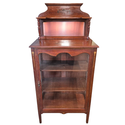 Antique Edwardian Mahogany Display Cabinet with Mirror c.1900