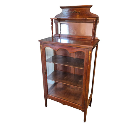 Antique Edwardian Mahogany Display Cabinet with Mirror c.1900