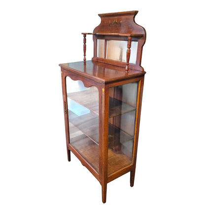 Antique Edwardian Mahogany Display Cabinet with Mirror c.1900