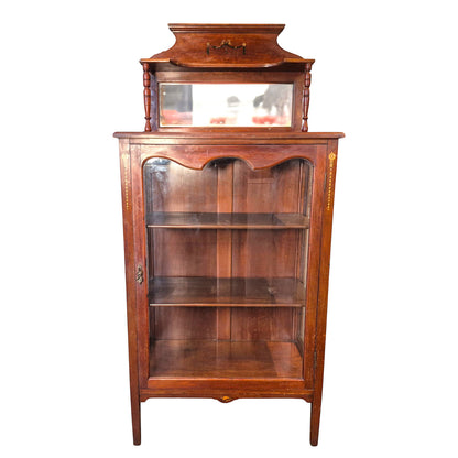 Antique Edwardian Mahogany Display Cabinet with Mirror c.1900