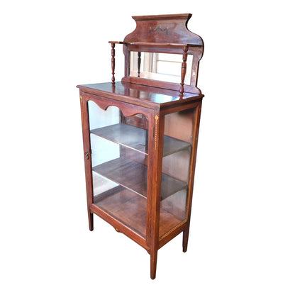 Antique Edwardian Mahogany Display Cabinet with Mirror c.1900