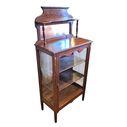 Antique Edwardian Mahogany Display Cabinet with Mirror c.1900