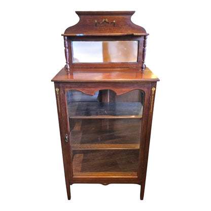 Antique Edwardian Mahogany Display Cabinet with Mirror c.1900