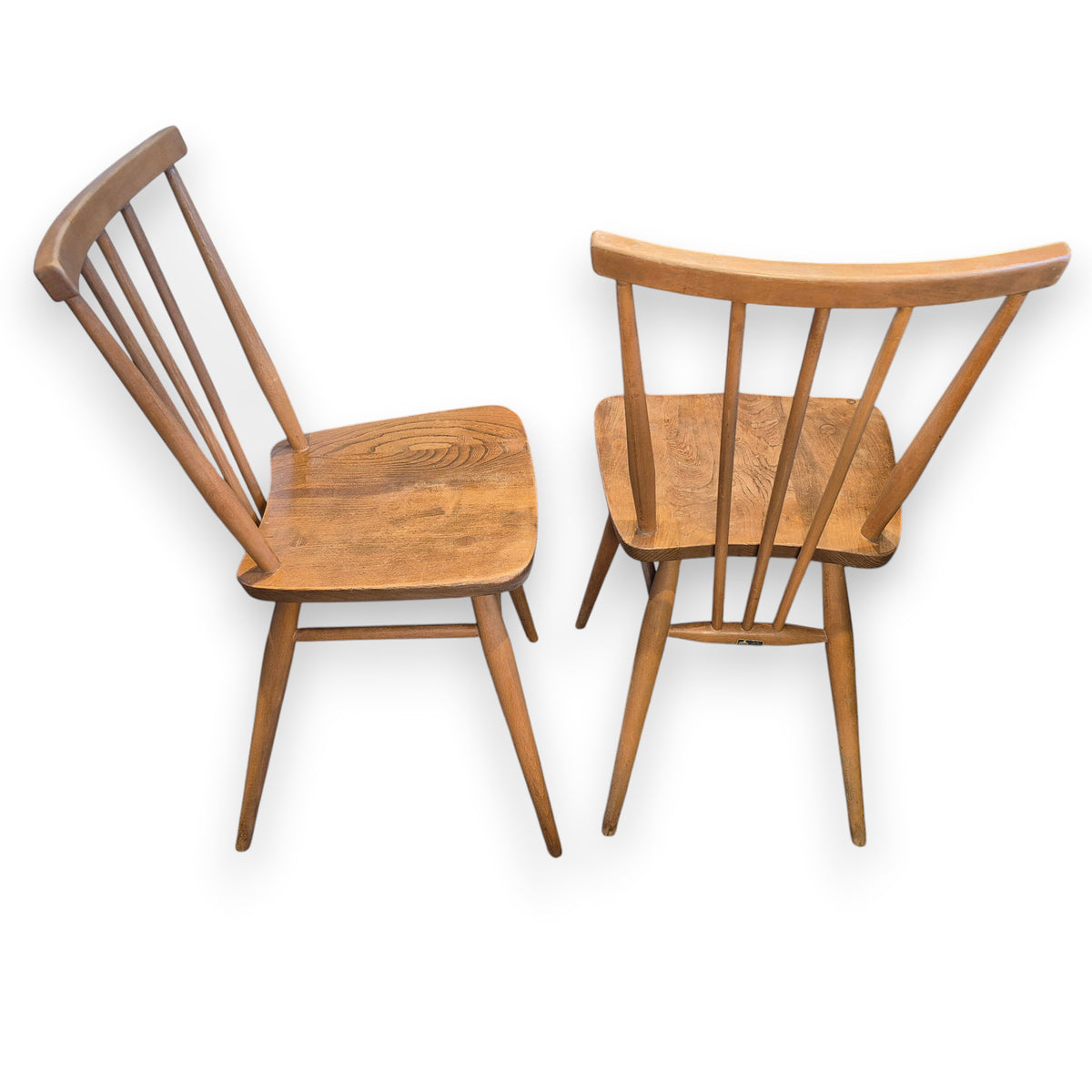 Pair of Vintage Ercol Model 391 Stick Back Dining Chairs – 1960s