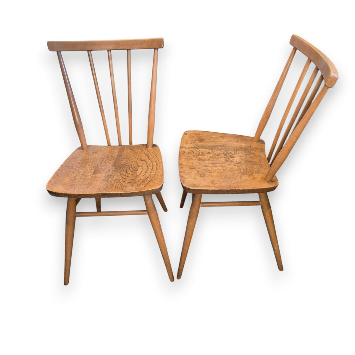 Pair of Vintage Ercol Model 391 Stick Back Dining Chairs – 1960s