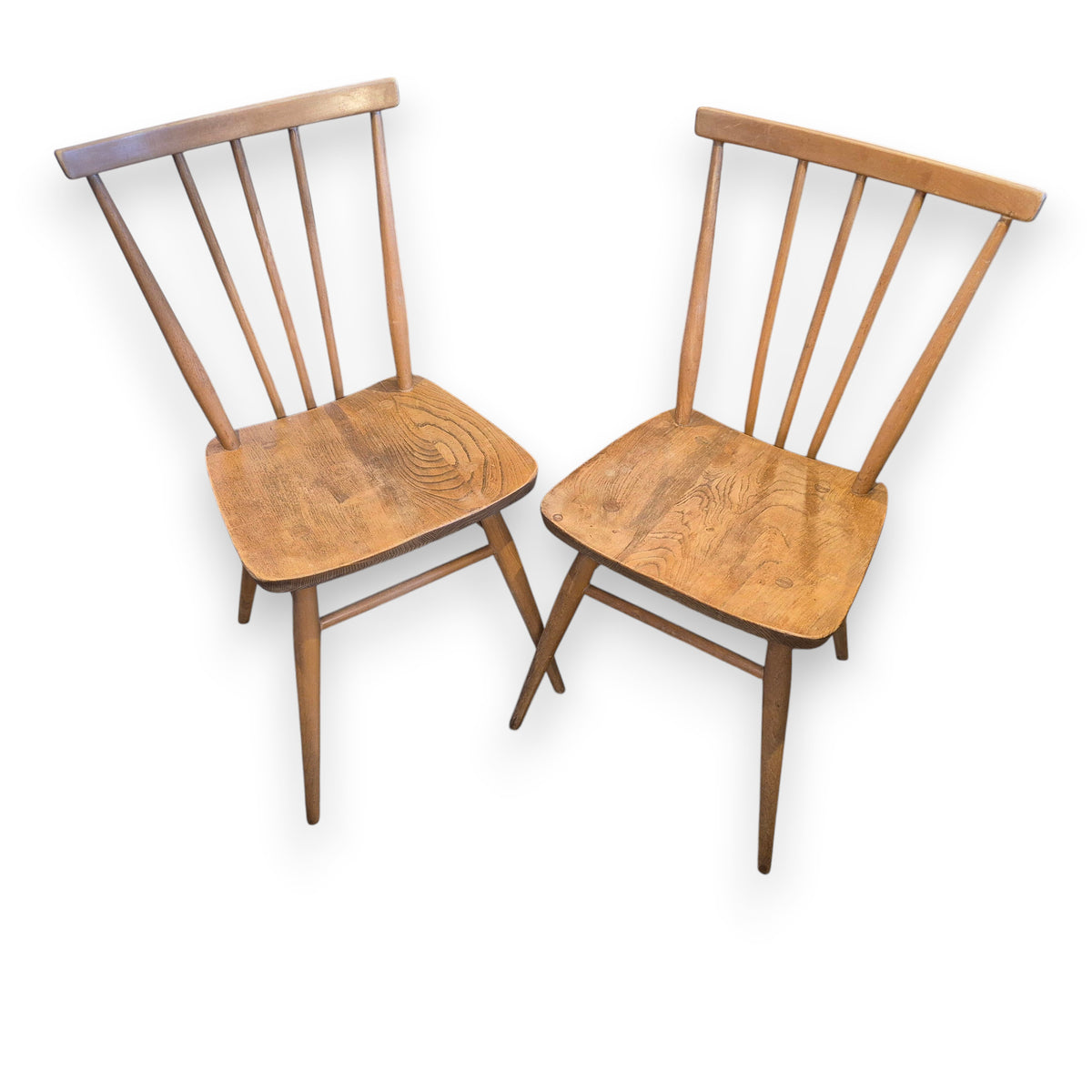 Pair of Vintage Ercol Model 391 Stick Back Dining Chairs – 1960s