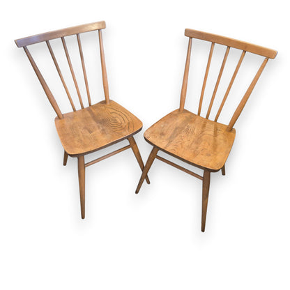 Pair of Vintage Ercol Model 391 Stick Back Dining Chairs – 1960s