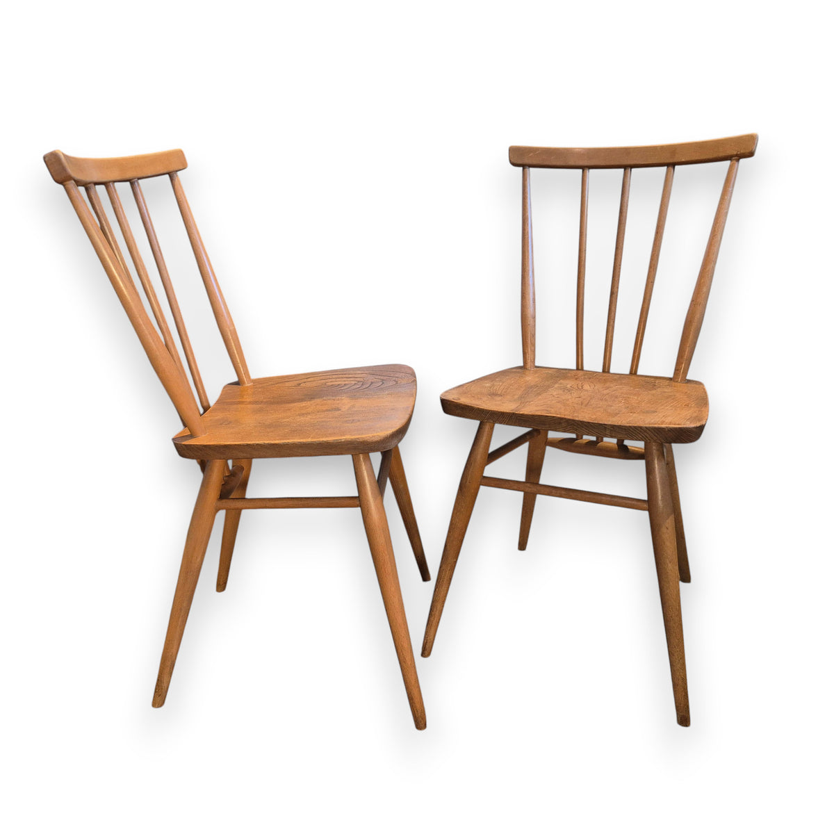 Pair of Vintage Ercol Model 391 Stick Back Dining Chairs – 1960s