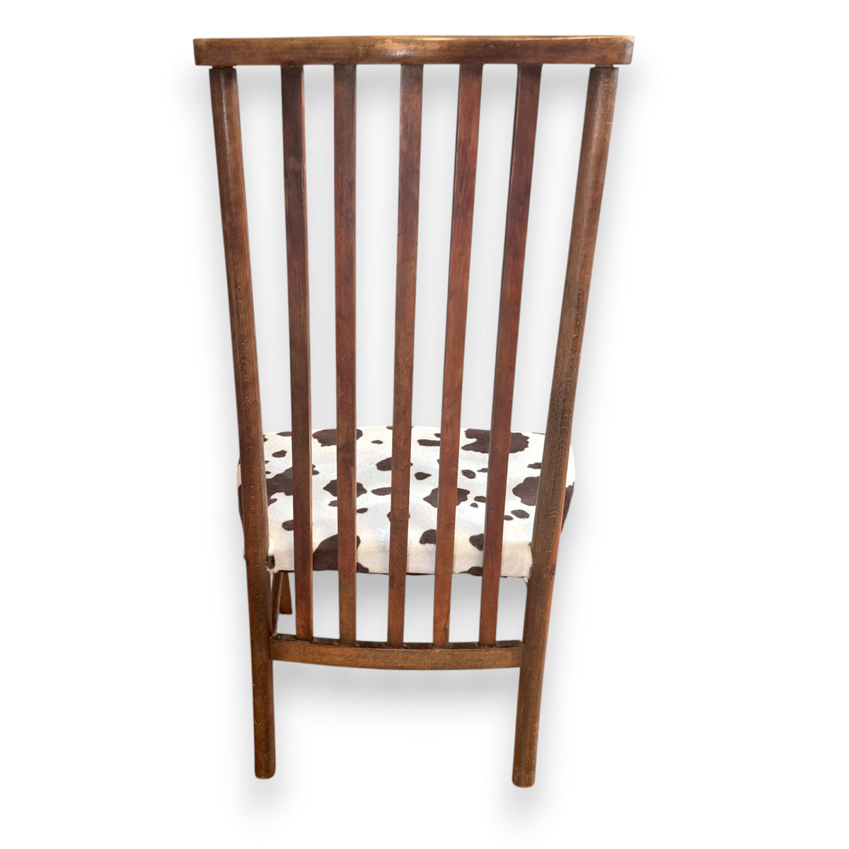Antique Edwardian Arts and Crafts Beech Side Chair with Cow Print Upholstery c.1900