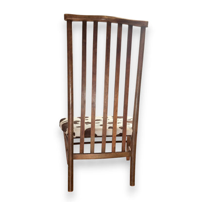 Antique Edwardian Arts and Crafts Beech Side Chair with Cow Print Upholstery c.1900