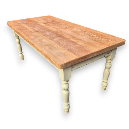 Solid Pine Farmhouse Dining Table – 6ft x 3ft, 5cm Thick Waxed Top