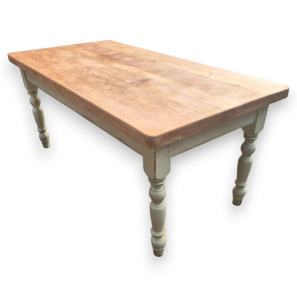 Solid Pine Farmhouse Dining Table – 6ft x 3ft, 5cm Thick Waxed Top