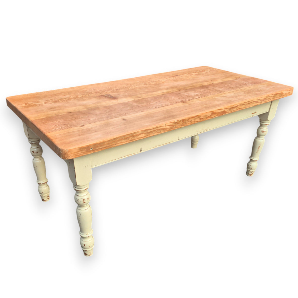 Solid Pine Farmhouse Dining Table – 6ft x 3ft, 5cm Thick Waxed Top