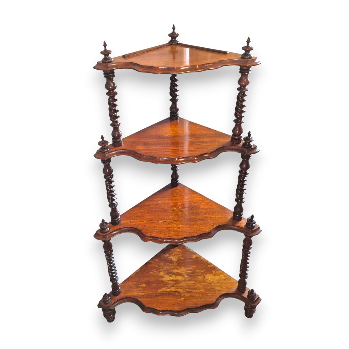 Antique Victorian Mahogany Four Tier Corner Whatnot Shelf