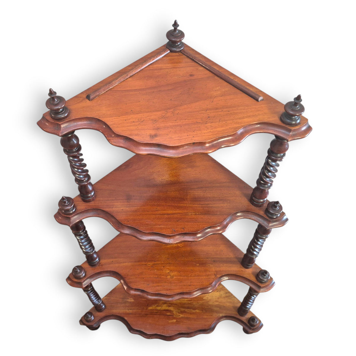 Antique Victorian Mahogany Four Tier Corner Whatnot Shelf