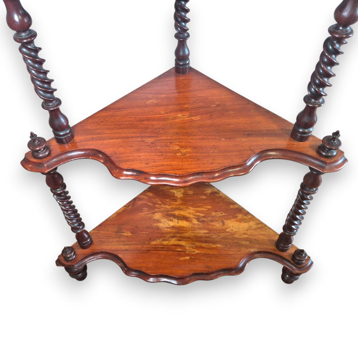 Antique Victorian Mahogany Four Tier Corner Whatnot Shelf