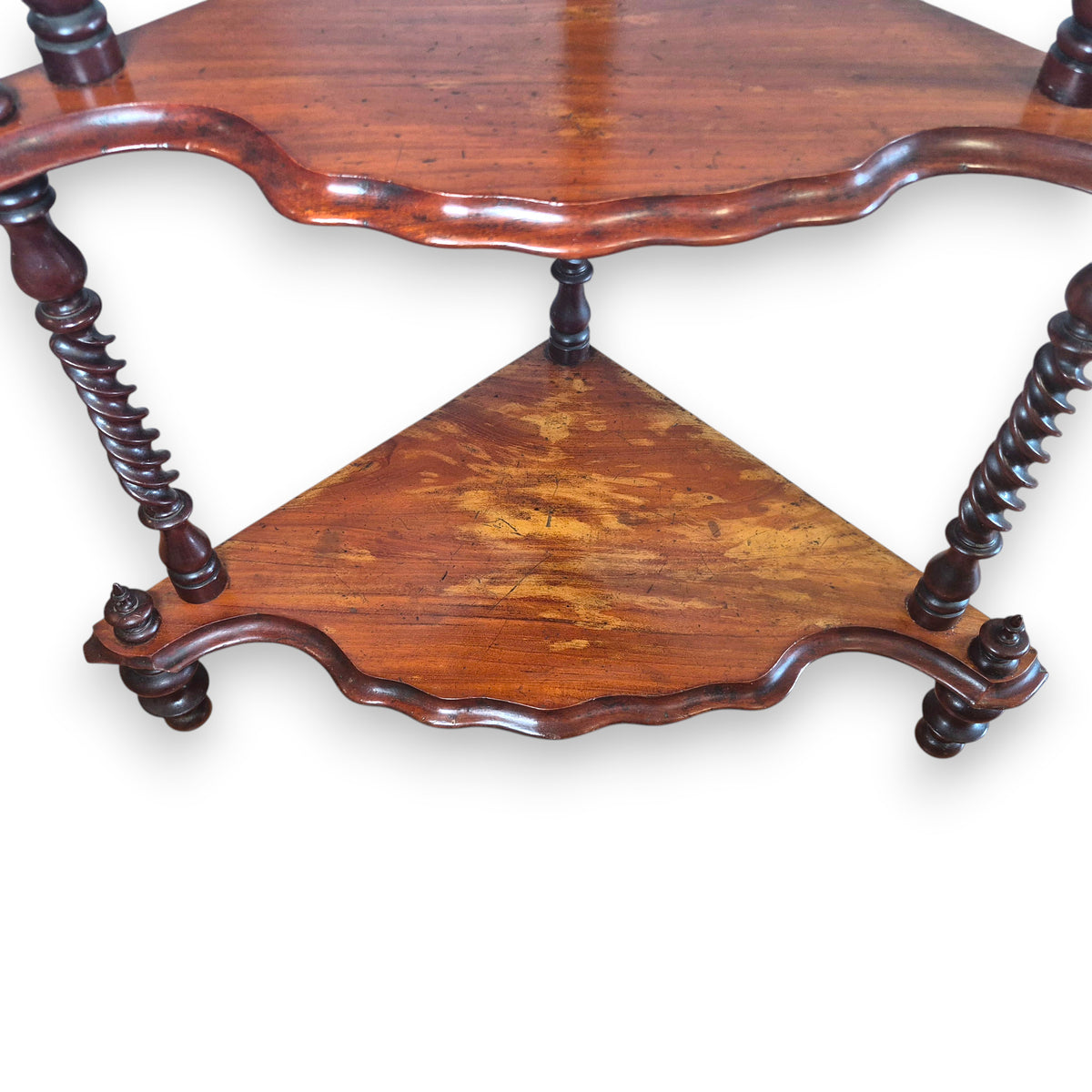 Antique Victorian Mahogany Four Tier Corner Whatnot Shelf