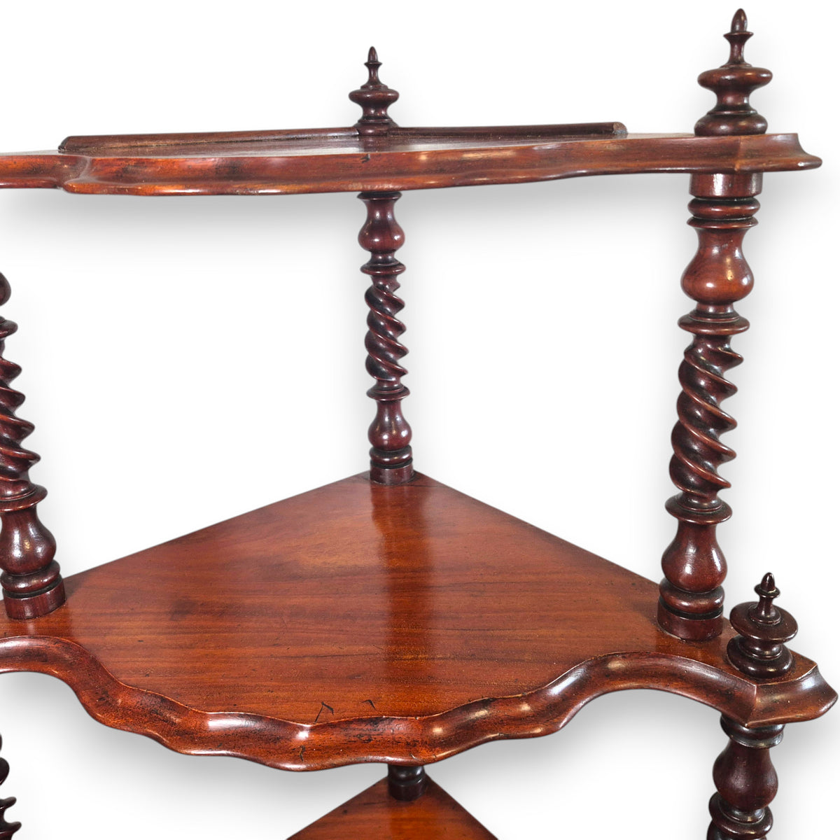 Antique Victorian Mahogany Four Tier Corner Whatnot Shelf