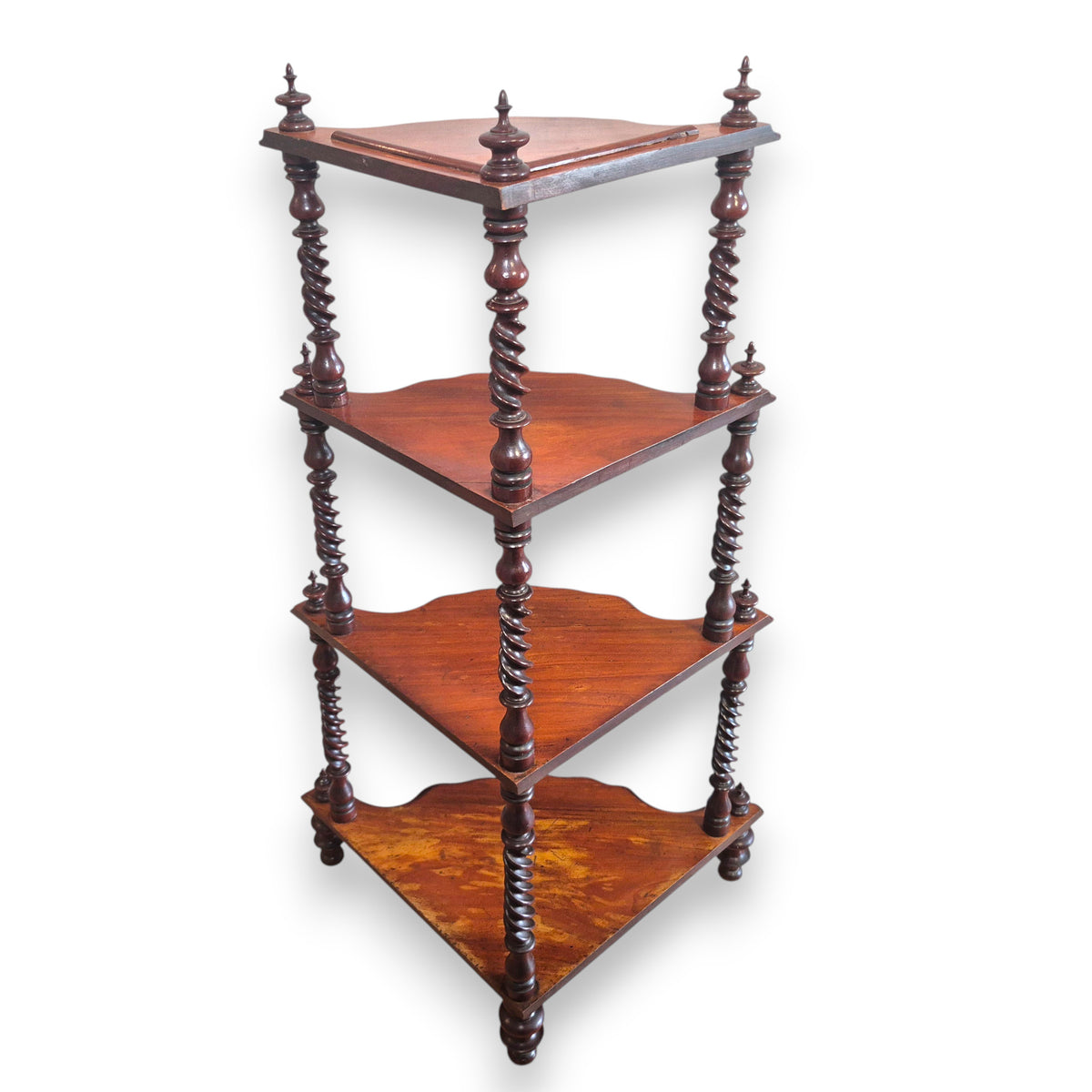 Antique Victorian Mahogany Four Tier Corner Whatnot Shelf