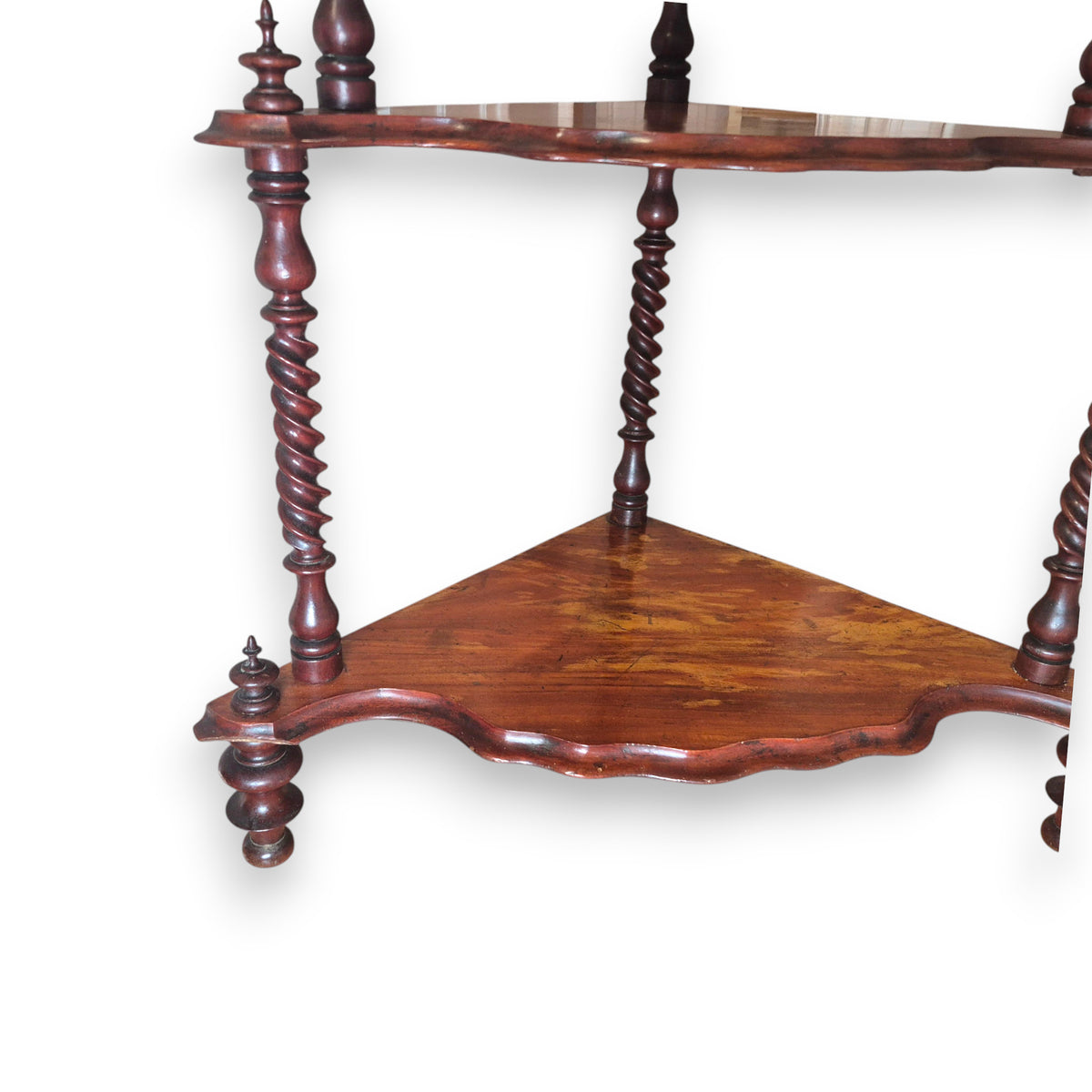 Antique Victorian Mahogany Four Tier Corner Whatnot Shelf