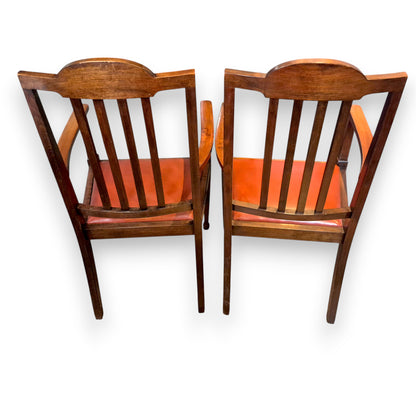 Pair of Antique Edwardian Oak Carver Armchairs c.1900