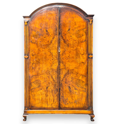 Late Victorian Burr Walnut Double Wardrobe with Arched Top
