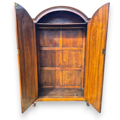 Late Victorian Burr Walnut Double Wardrobe with Arched Top