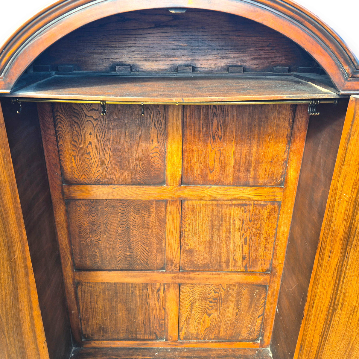 Late Victorian Burr Walnut Double Wardrobe with Arched Top