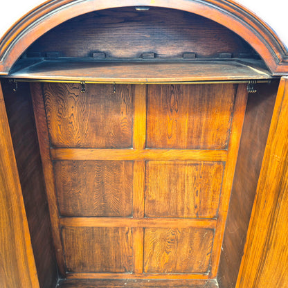 Late Victorian Burr Walnut Double Wardrobe with Arched Top