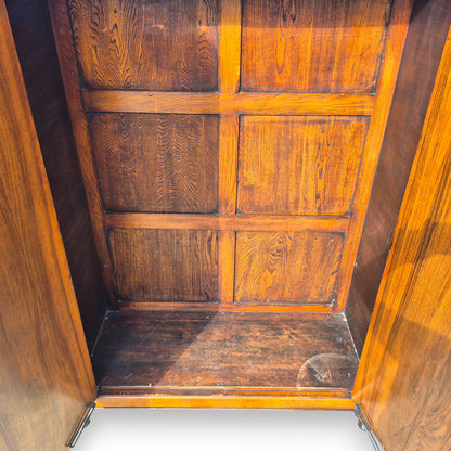 Late Victorian Burr Walnut Double Wardrobe with Arched Top