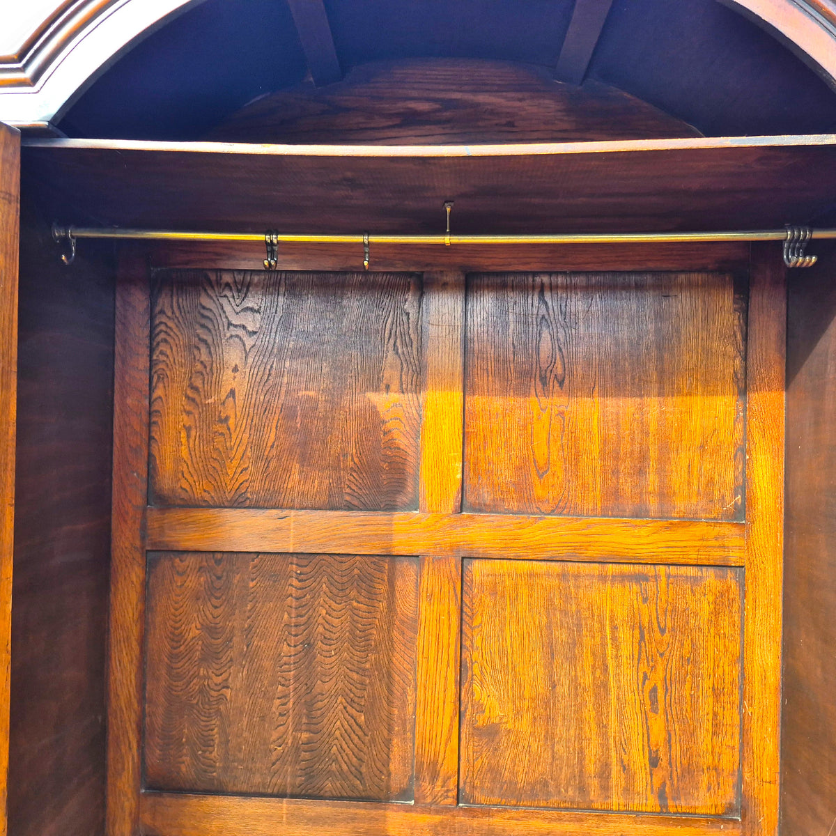 Late Victorian Burr Walnut Double Wardrobe with Arched Top