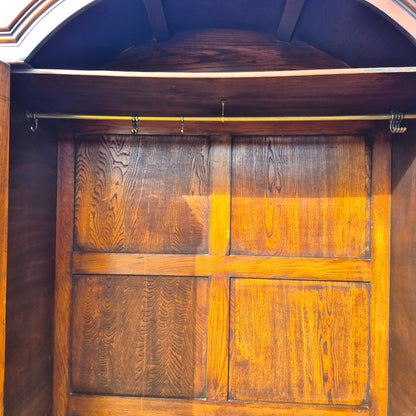 Late Victorian Burr Walnut Double Wardrobe with Arched Top