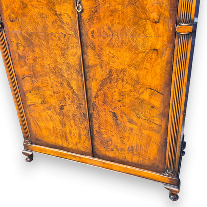 Late Victorian Burr Walnut Double Wardrobe with Arched Top
