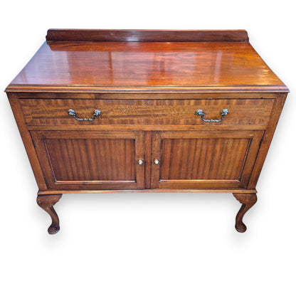 Antique Mahogany Sideboard – Queen Anne Revival Side Cabinet
