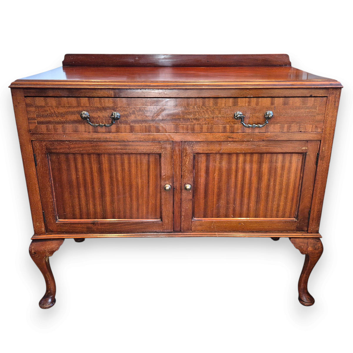 Antique Mahogany Sideboard – Queen Anne Revival Side Cabinet