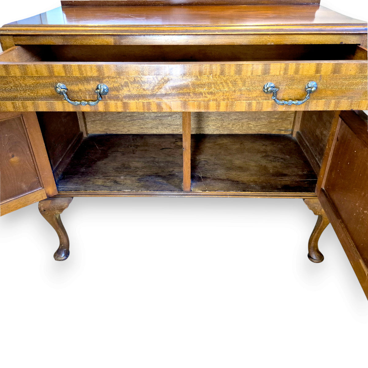 Antique Mahogany Sideboard – Queen Anne Revival Side Cabinet