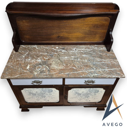 Antique Edwardian Marble Topped Washstand by Wadham and Sons Ltd