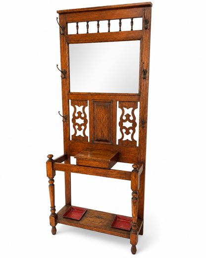 Antique Edwardian Oak Hall Stand