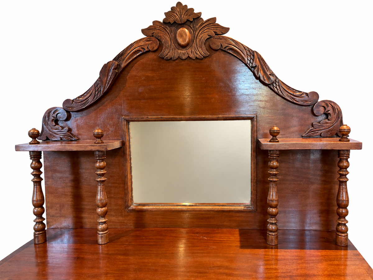 Victorian Mahogany Chiffonier Sideboard with Carved Mirrored Back
