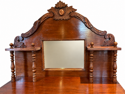 Victorian Mahogany Chiffonier Sideboard with Carved Mirrored Back