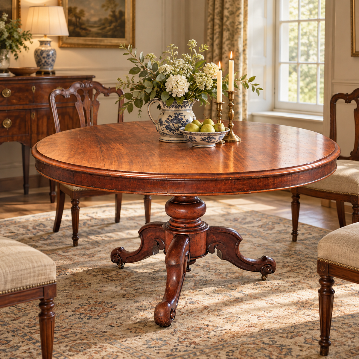 Antique Victorian Mahogany Circular Tilt-Top Breakfast Table