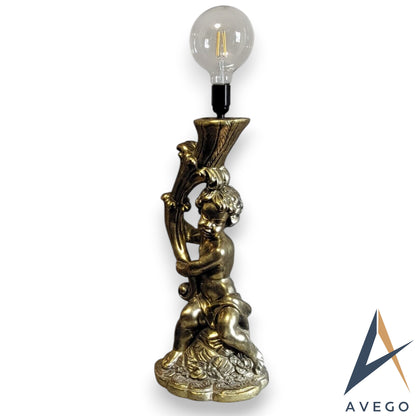 Classic Art Deco Cherub Plaster Table Lamp with Smart WiFi Bulb