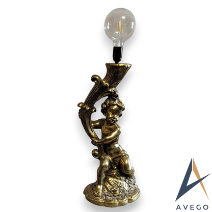 Classic Art Deco Cherub Plaster Table Lamp with Smart WiFi Bulb