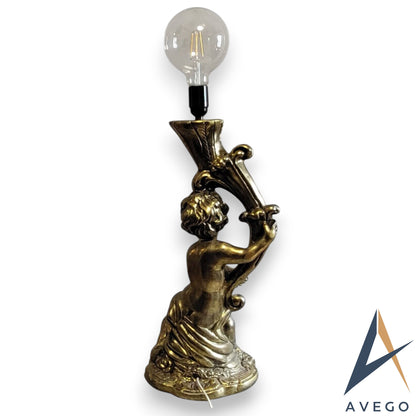 Classic Art Deco Cherub Plaster Table Lamp with Smart WiFi Bulb